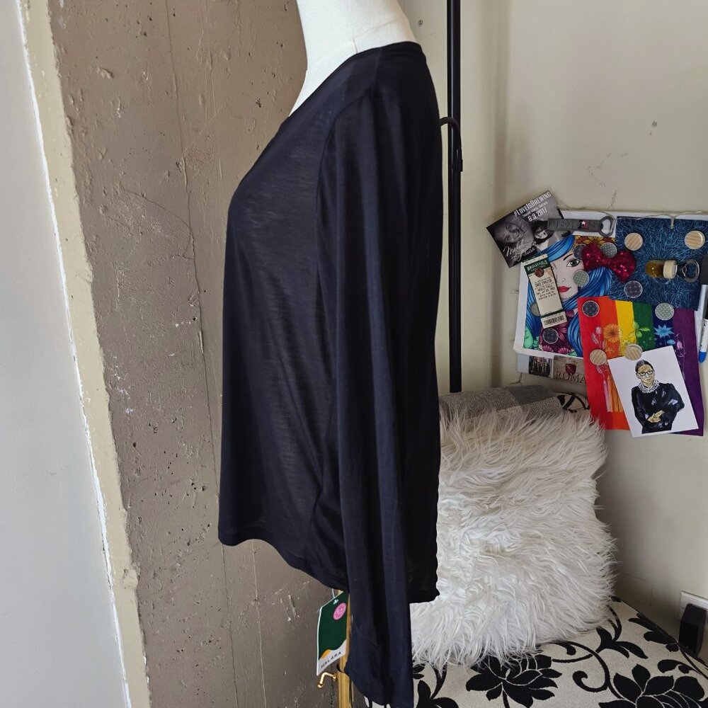 HALARA Black Split Tie Back Long Sleeve Workout Top NWT - Picture 5 of 9